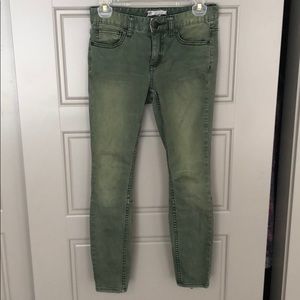 Super Skinny Olive Green Free People Moto Jeans